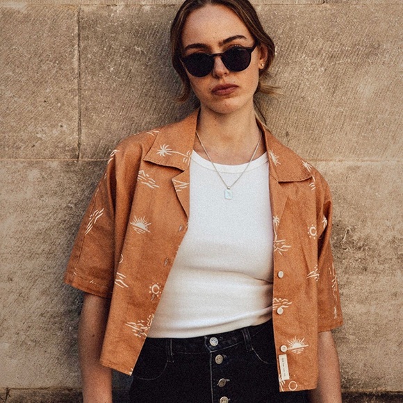 P&Co Tops - P&Co Kohala Sway Shirt - Burnt Orange and Palm